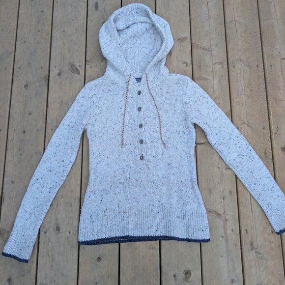 Patagonia Ranchito Pullover Hoodie Women's M White Tight-Knit Quarter Button - Picture 1 of 5